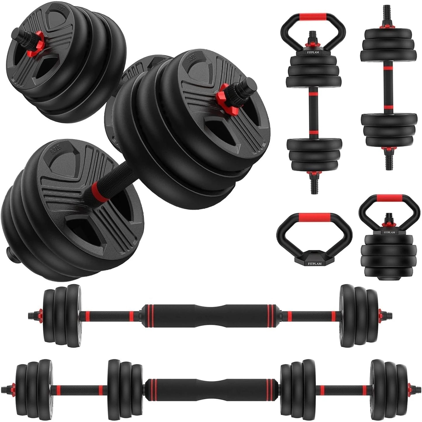 FITPLAM 5-in-1 Adjustable Dumbbell Set (20–90 LB)
