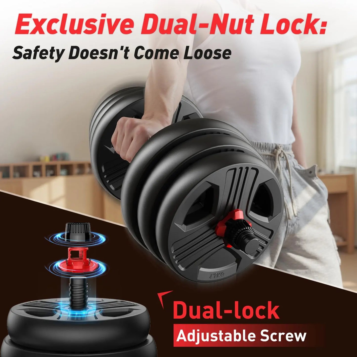 FITPLAM 5-in-1 Adjustable Dumbbell Set (20–90 LB)