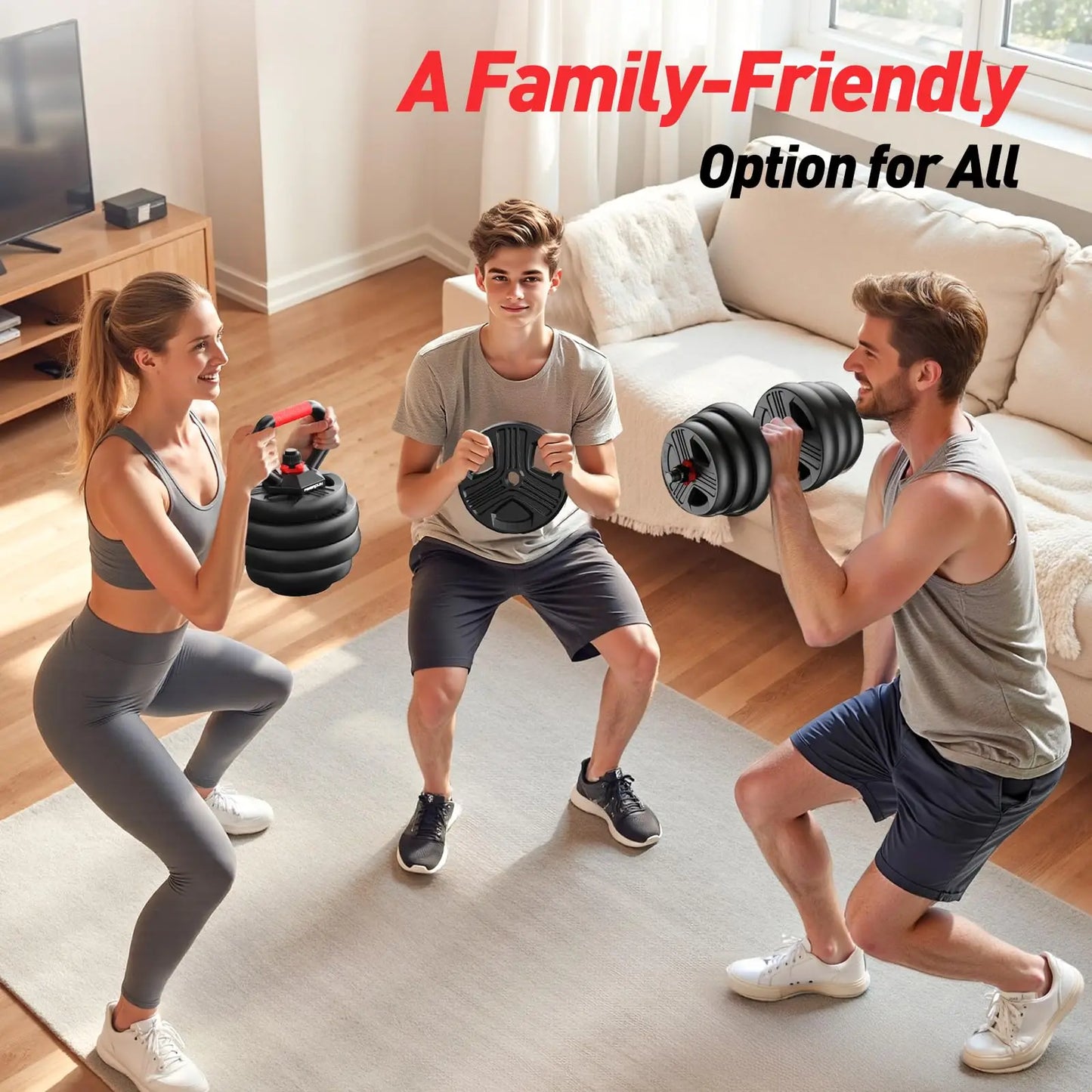 FITPLAM 5-in-1 Adjustable Dumbbell Set (20–90 LB)