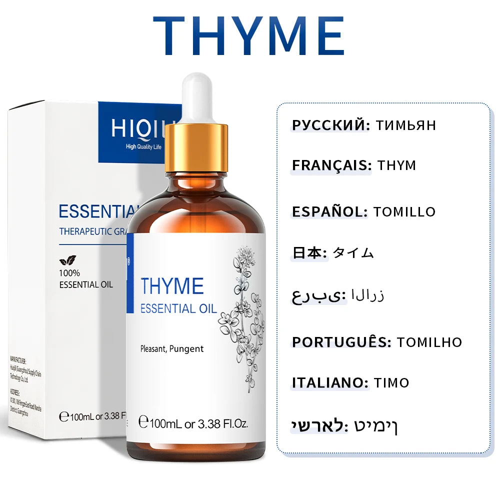 HIQILI 100ml Natural Essential Oil, Geranium/Tea Tree/Rosemary/Rose/Vanilla/Lavender/Peppermint, Used For Humidifiers/Diffusers