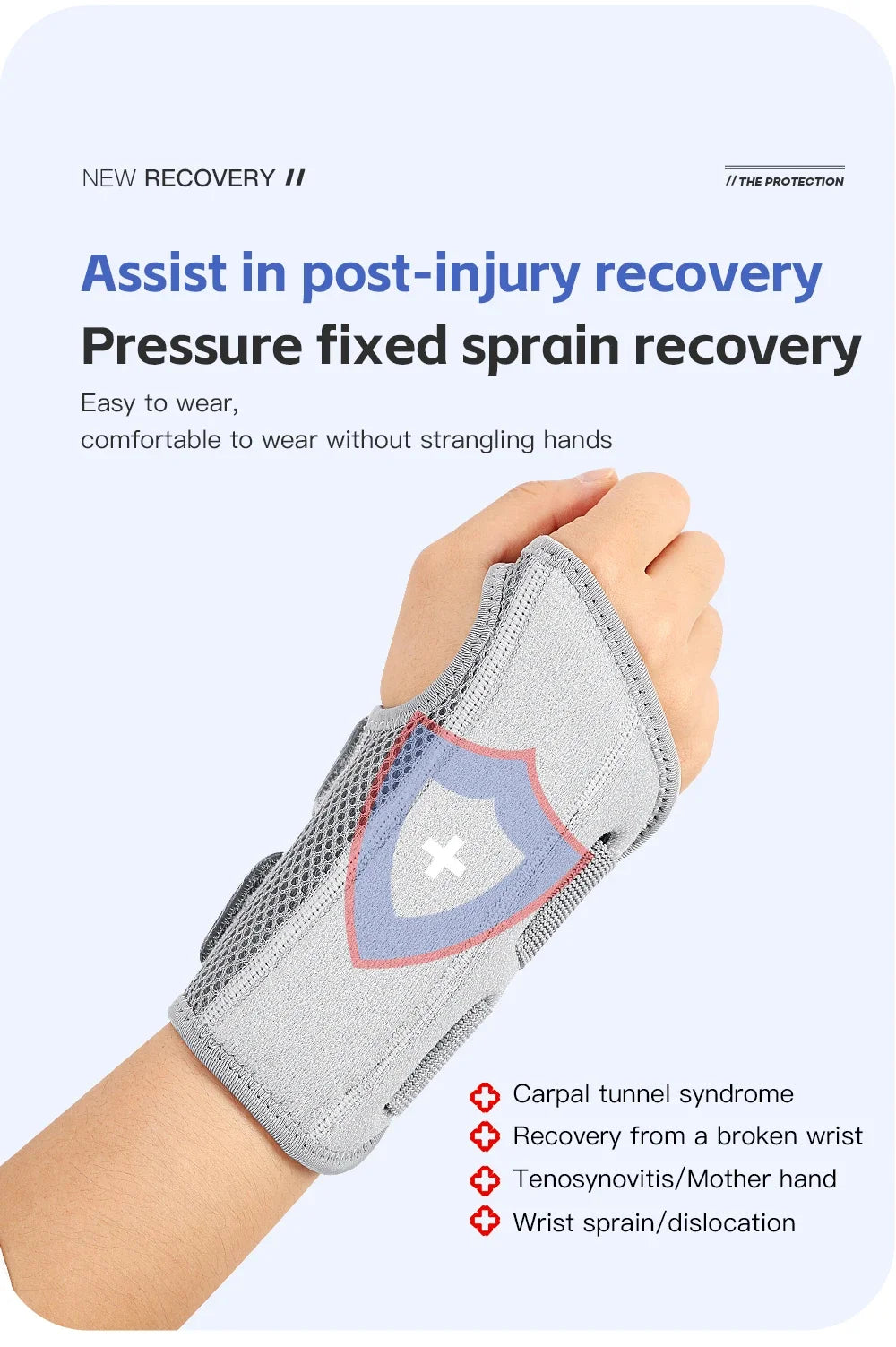 Wrist Brace for Carpal Tunnel Support Brace with Splints Hand Support for Arthritis Tendonitis Sprain Injuries Wrist Pain 1PC