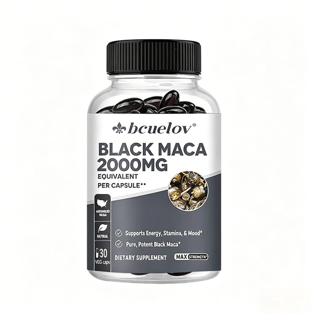 Black Maca Capsules 20000mg - Supports Brain Function, Promotes Muscle Growth & Recovery,Super Absorption, Improve Vitality