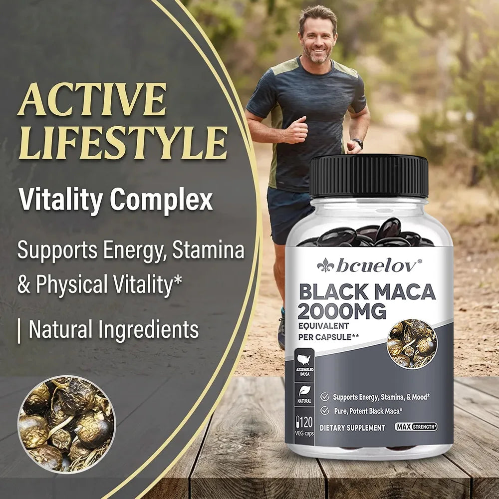 Black Maca Capsules 20000mg - Supports Brain Function, Promotes Muscle Growth & Recovery,Super Absorption, Improve Vitality