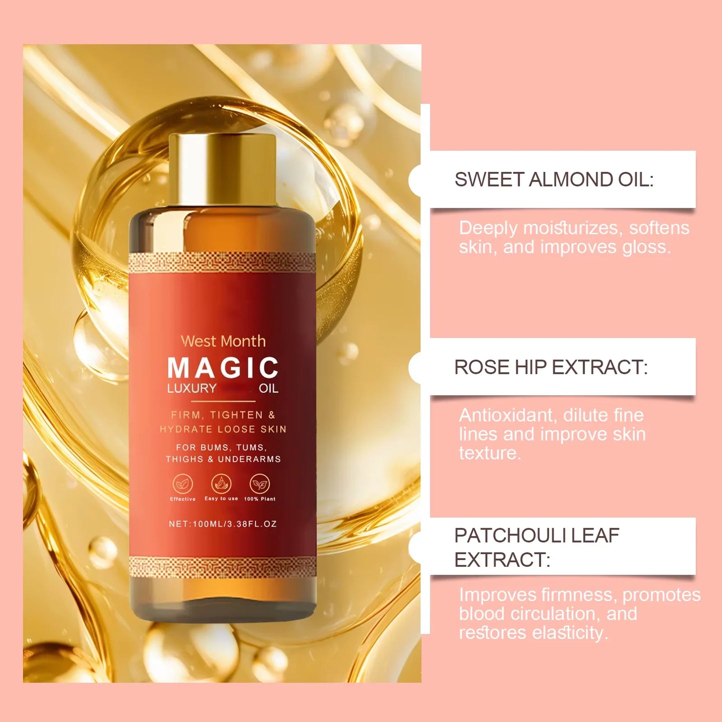 Firming Body Oil Moisturizing Skin Improve Dry Tighten Skin Barrier Repair Care Relax Body Massage Lifting Tighten Repair Smooth