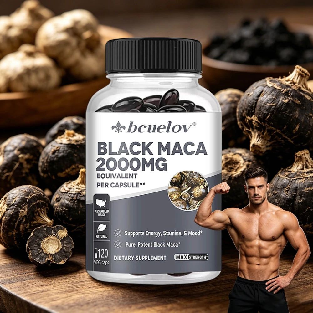 Black Maca Capsules 20000mg - Supports Brain Function, Promotes Muscle Growth & Recovery,Super Absorption, Improve Vitality