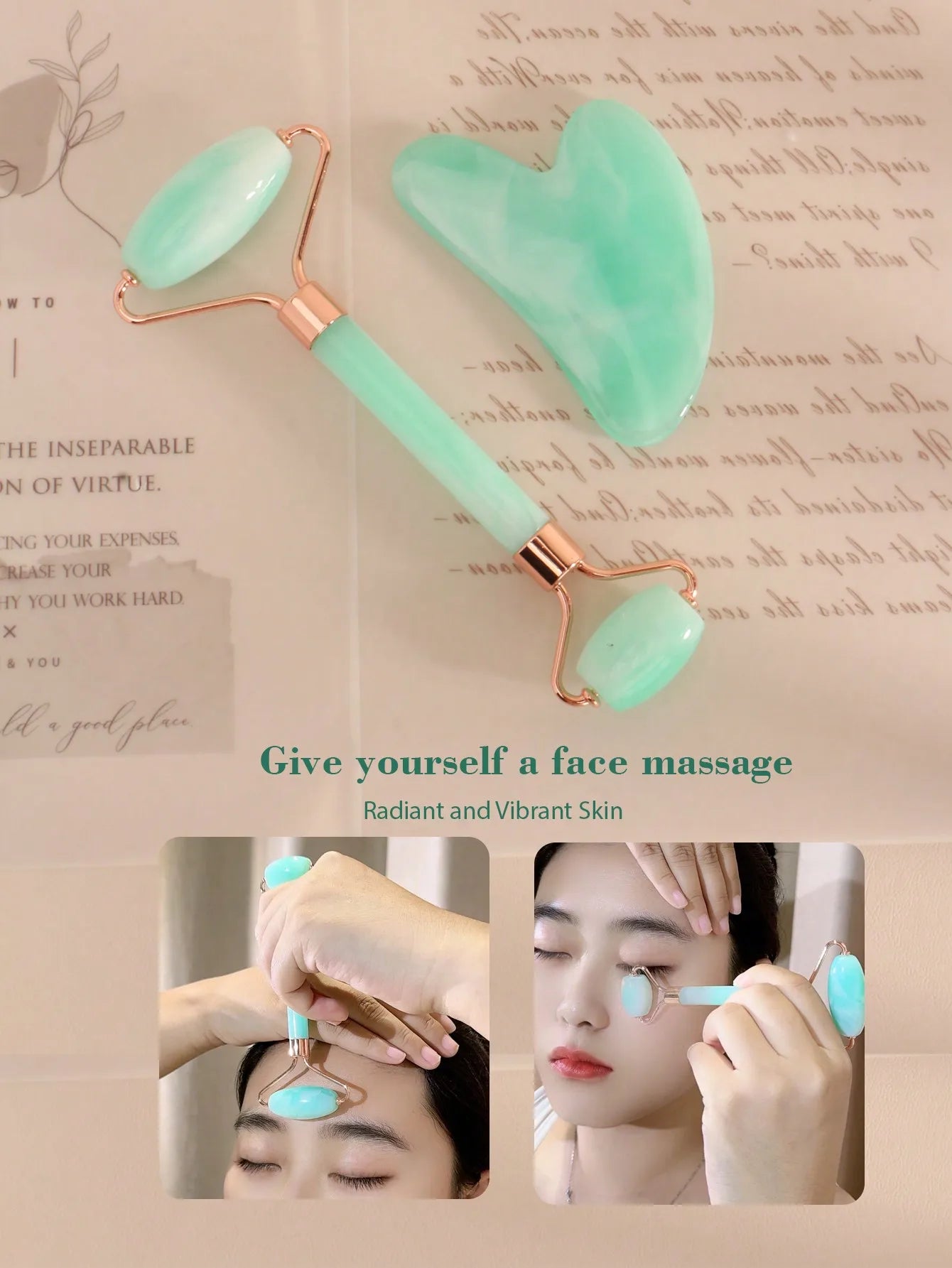 3pcs/Set Facial Massage Scraping Beauty Tool Kit - Face Roller, Massage Stick, Ice Gel Pack, Pink Body Meridian Massage Cupping