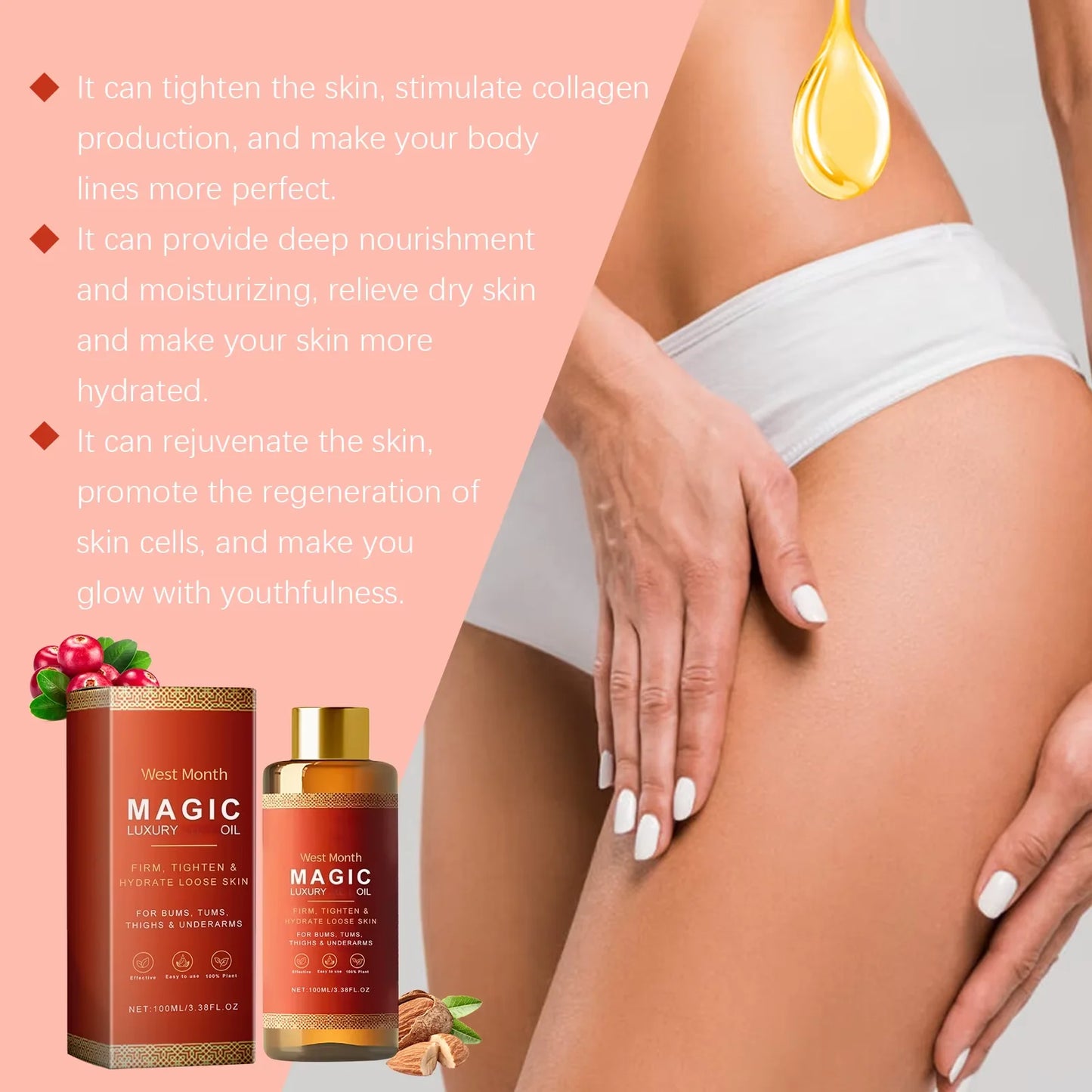 Firming Body Oil Moisturizing Skin Improve Dry Tighten Skin Barrier Repair Care Relax Body Massage Lifting Tighten Repair Smooth