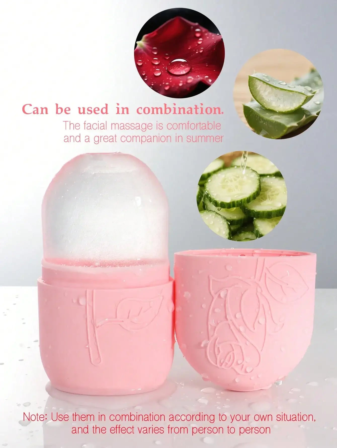 3pcs/Set Facial Massage Scraping Beauty Tool Kit - Face Roller, Massage Stick, Ice Gel Pack, Pink Body Meridian Massage Cupping