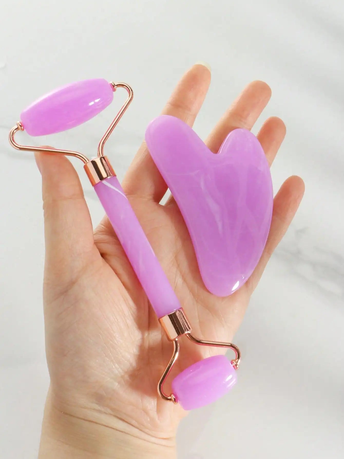 3pcs/Set Facial Massage Scraping Beauty Tool Kit - Face Roller, Massage Stick, Ice Gel Pack, Pink Body Meridian Massage Cupping