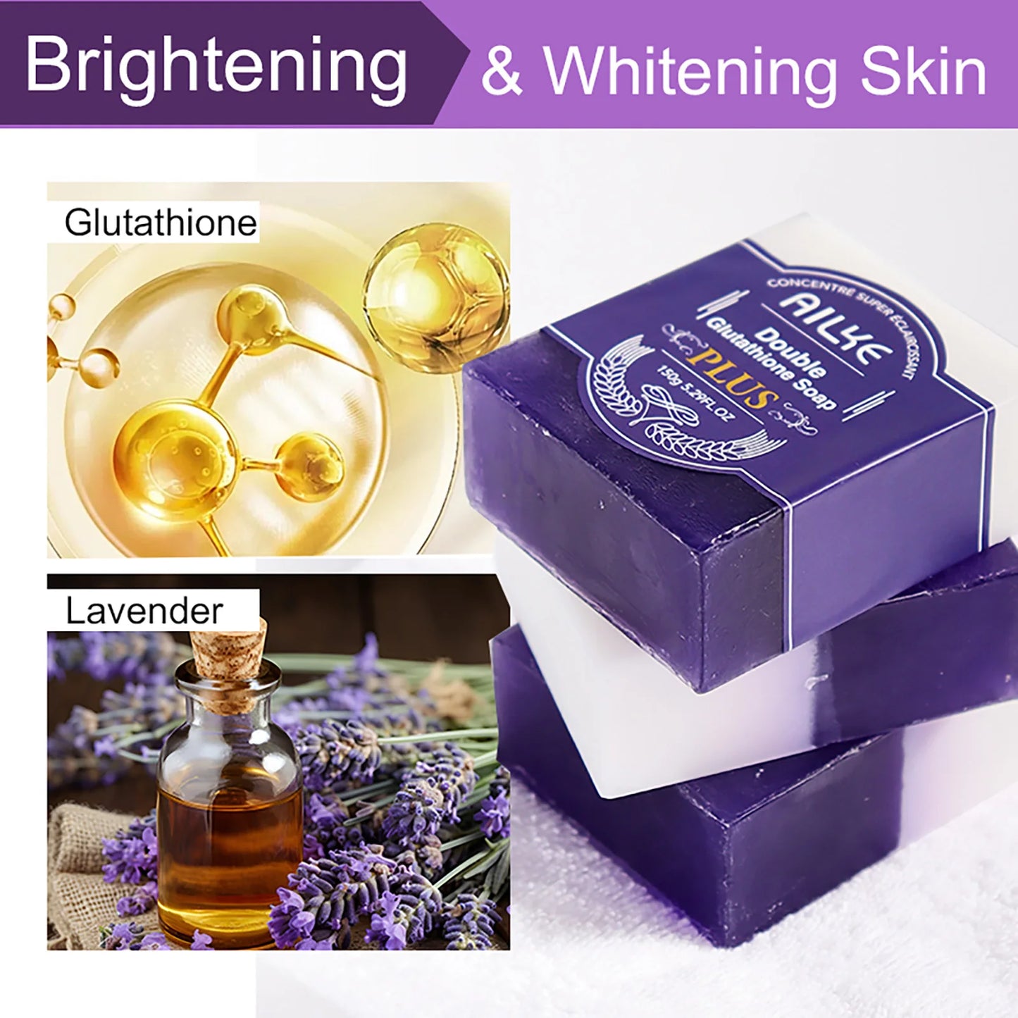 AILKE Glutathione PLUS Whitening Skin Care Set, Advanced Lightening Lotion, Moisturizes, Softens, Brighten Kit for Men, Women