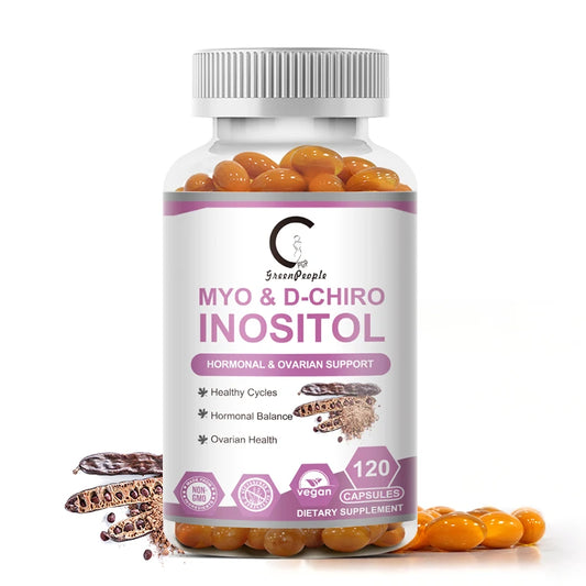Myo Inositol & D-Chiro Inositol Supplements, Support Fat Metabolism, Healthy Ovarian & Liver Function Support, 120 Capsules