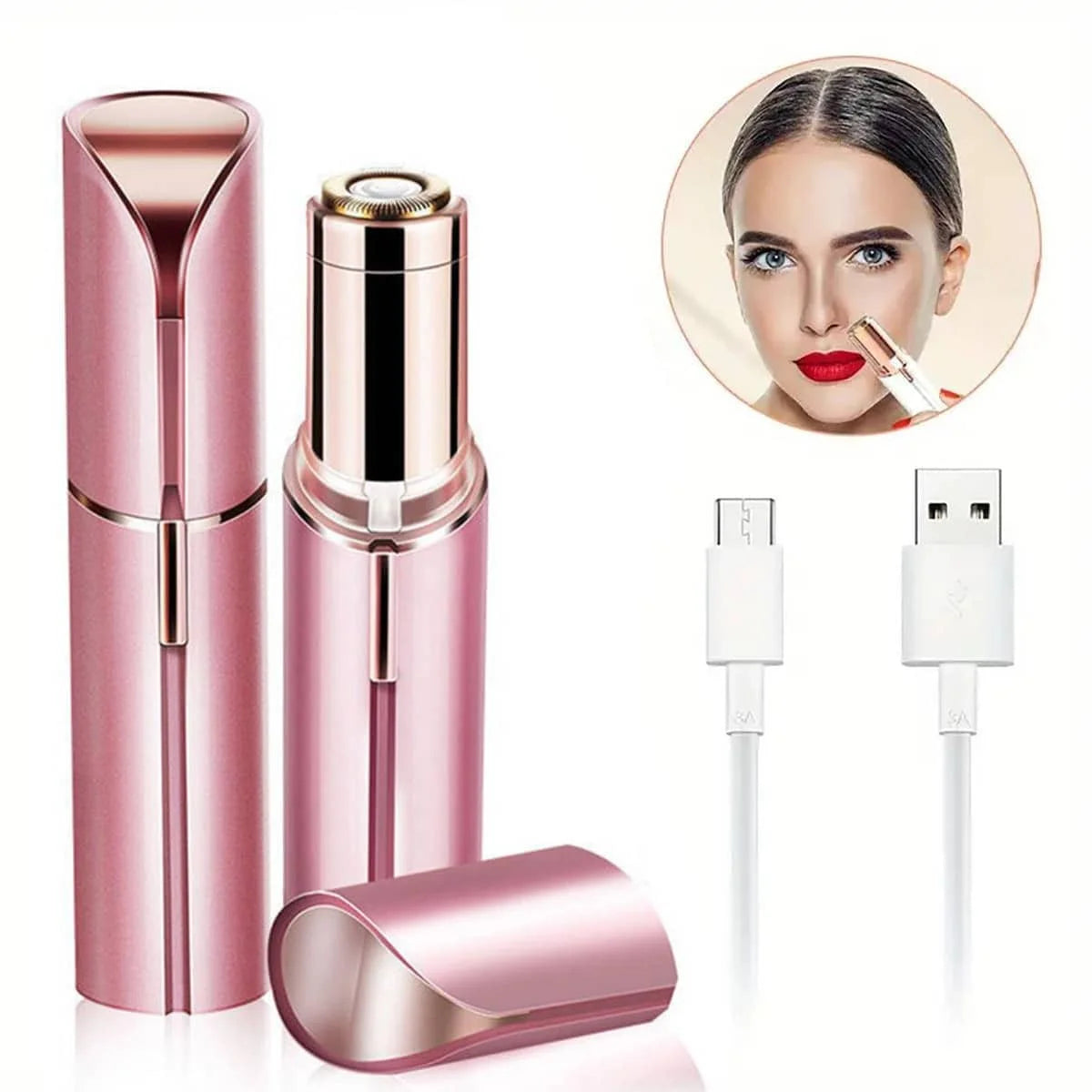Women's Facial Hair Remover, Mini Epilator, Electric Shaver Portable Bikini Trimmer, Suitable For Lip, Chin, Underarm, Peach Fuzz, Fingers, Neck, Cheeks, USB Rechargeable (Gold And White)