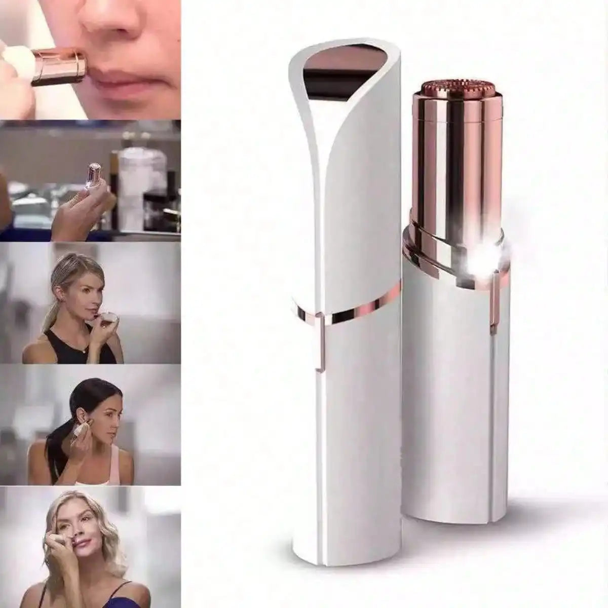 Women's Facial Hair Remover, Mini Epilator, Electric Shaver Portable Bikini Trimmer, Suitable For Lip, Chin, Underarm, Peach Fuzz, Fingers, Neck, Cheeks, USB Rechargeable (Gold And White)