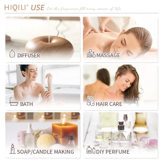 HIQILI 100ml Natural Essential Oil, Geranium/Tea Tree/Rosemary/Rose/Vanilla/Lavender/Peppermint, Used For Humidifiers/Diffusers