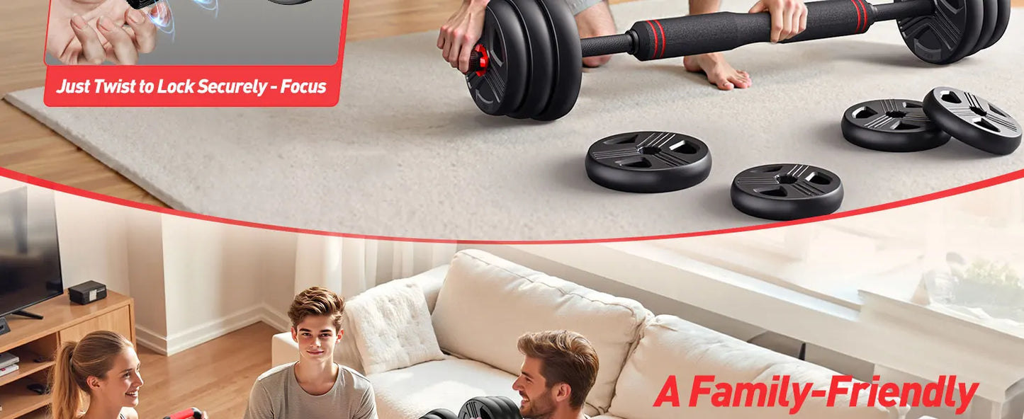 FITPLAM 5-in-1 Adjustable Dumbbell Set (20–90 LB)