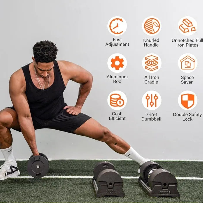 Drop Resistance 80 lbs Adjustable Dumbbell Set- Exhaustion Training Weights Adjustable Dumbbells- Fast Adjust, Compact Design