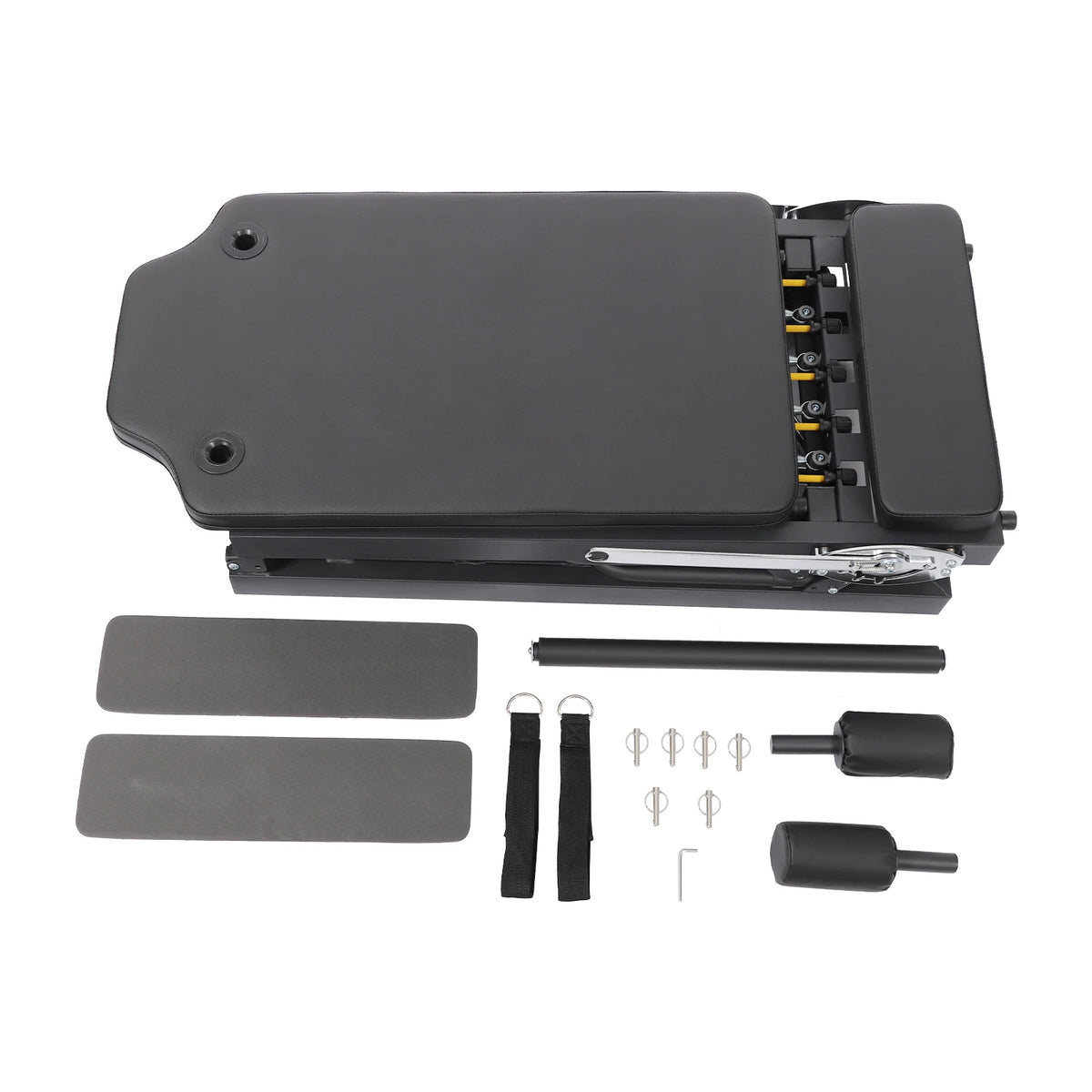 Foldable Pilates Reformer Machine Portable Fitness Equipment Multifunctional Yoga Fitness Equipment Pilates Exercise Equipment Grey/Black Use in Homes/Offices/Yoga Studios/Gyms