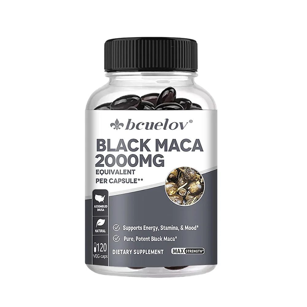 Black Maca Capsules 20000mg - Supports Brain Function, Promotes Muscle Growth & Recovery,Super Absorption, Improve Vitality