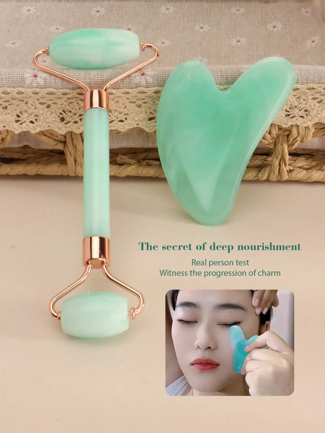 3pcs/Set Facial Massage Scraping Beauty Tool Kit - Face Roller, Massage Stick, Ice Gel Pack, Pink Body Meridian Massage Cupping
