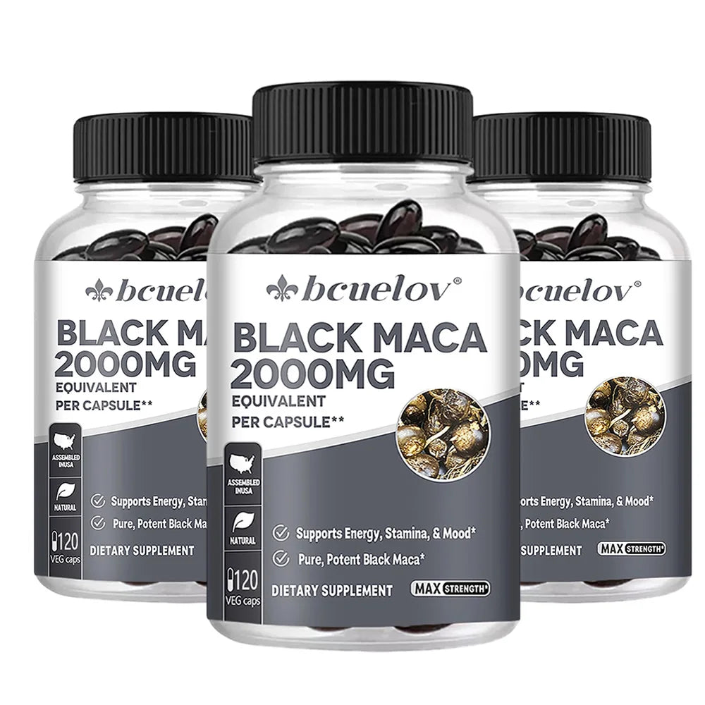 Black Maca Capsules 20000mg - Supports Brain Function, Promotes Muscle Growth & Recovery,Super Absorption, Improve Vitality