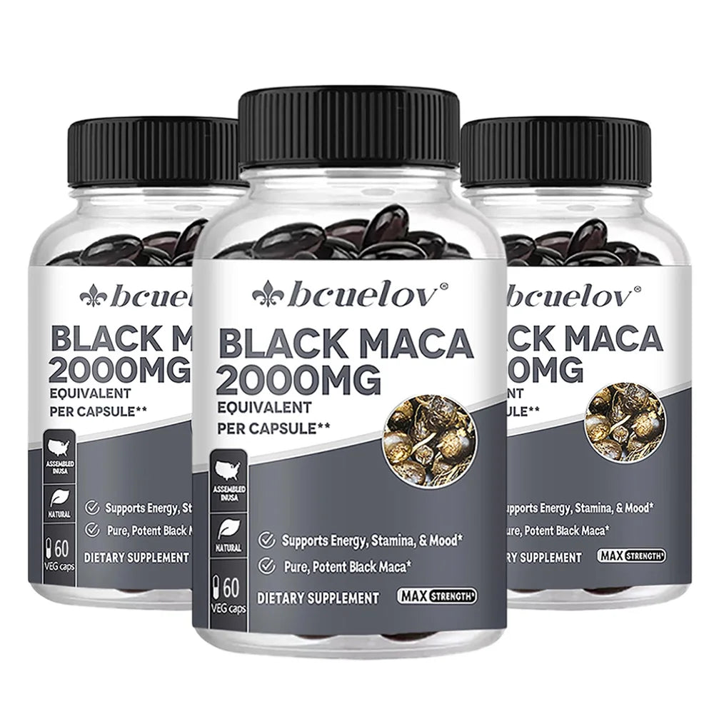 Black Maca Capsules 20000mg - Supports Brain Function, Promotes Muscle Growth & Recovery,Super Absorption, Improve Vitality