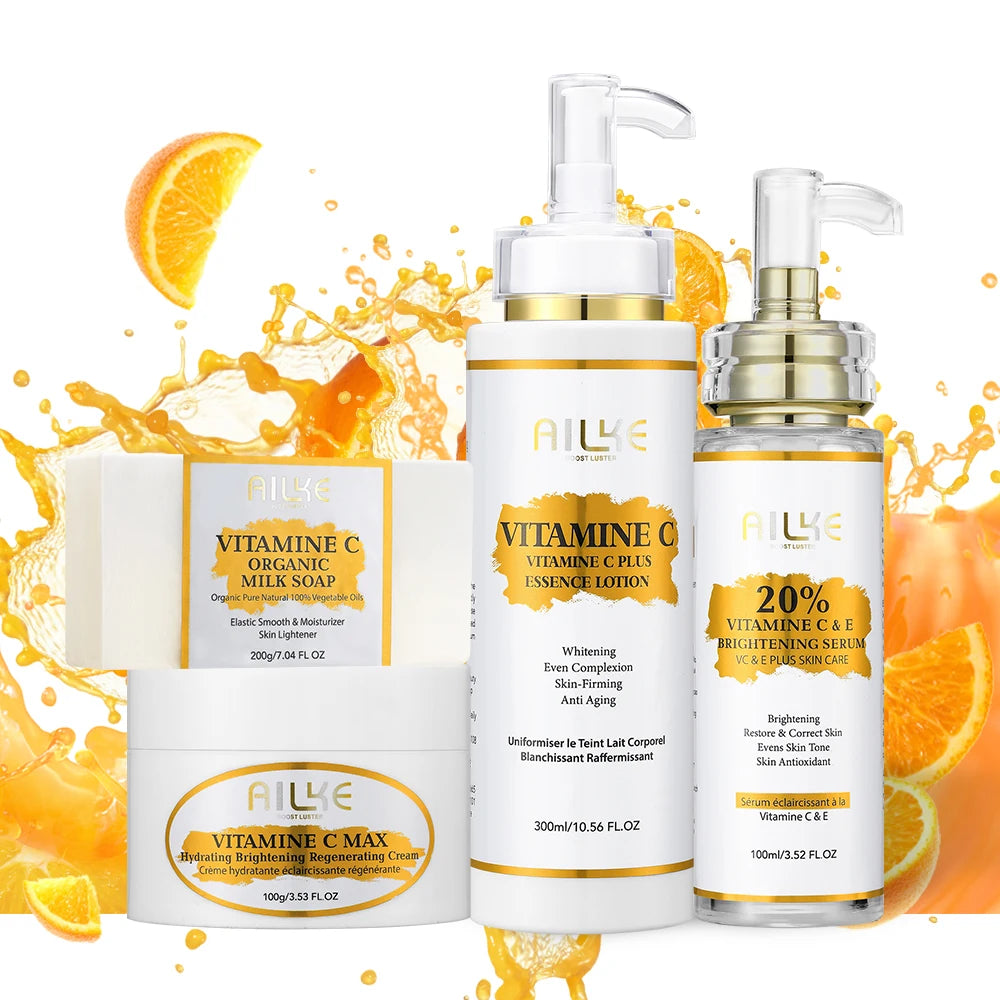 AILKE Lightening Body Cream, With Vitamin C, Hyaluronic Acid, Shea Butter, Reduce Black Spots, Even Skin Tone, Hydration Lotion