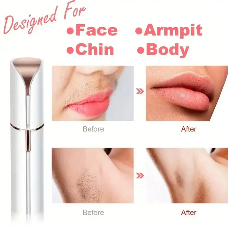 Women's Facial Hair Remover, Mini Epilator, Electric Shaver Portable Bikini Trimmer, Suitable For Lip, Chin, Underarm, Peach Fuzz, Fingers, Neck, Cheeks, USB Rechargeable (Gold And White)