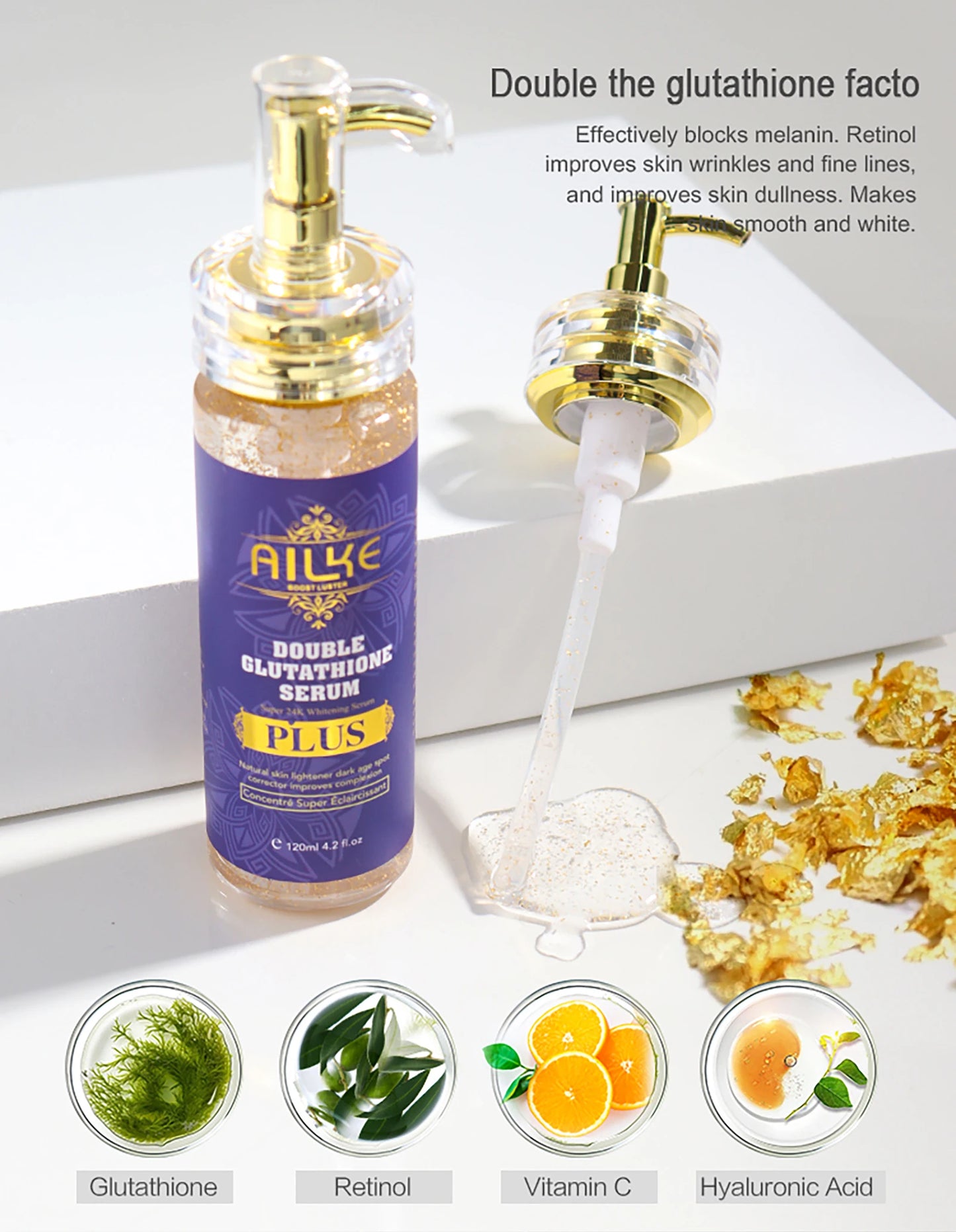 AILKE Glutathione PLUS Whitening Skin Care Set, Advanced Lightening Lotion, Moisturizes, Softens, Brighten Kit for Men, Women
