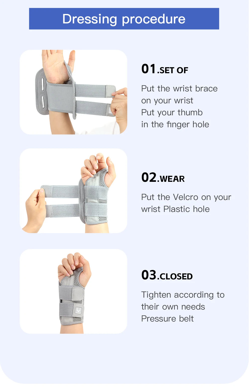 Wrist Brace for Carpal Tunnel Support Brace with Splints Hand Support for Arthritis Tendonitis Sprain Injuries Wrist Pain 1PC