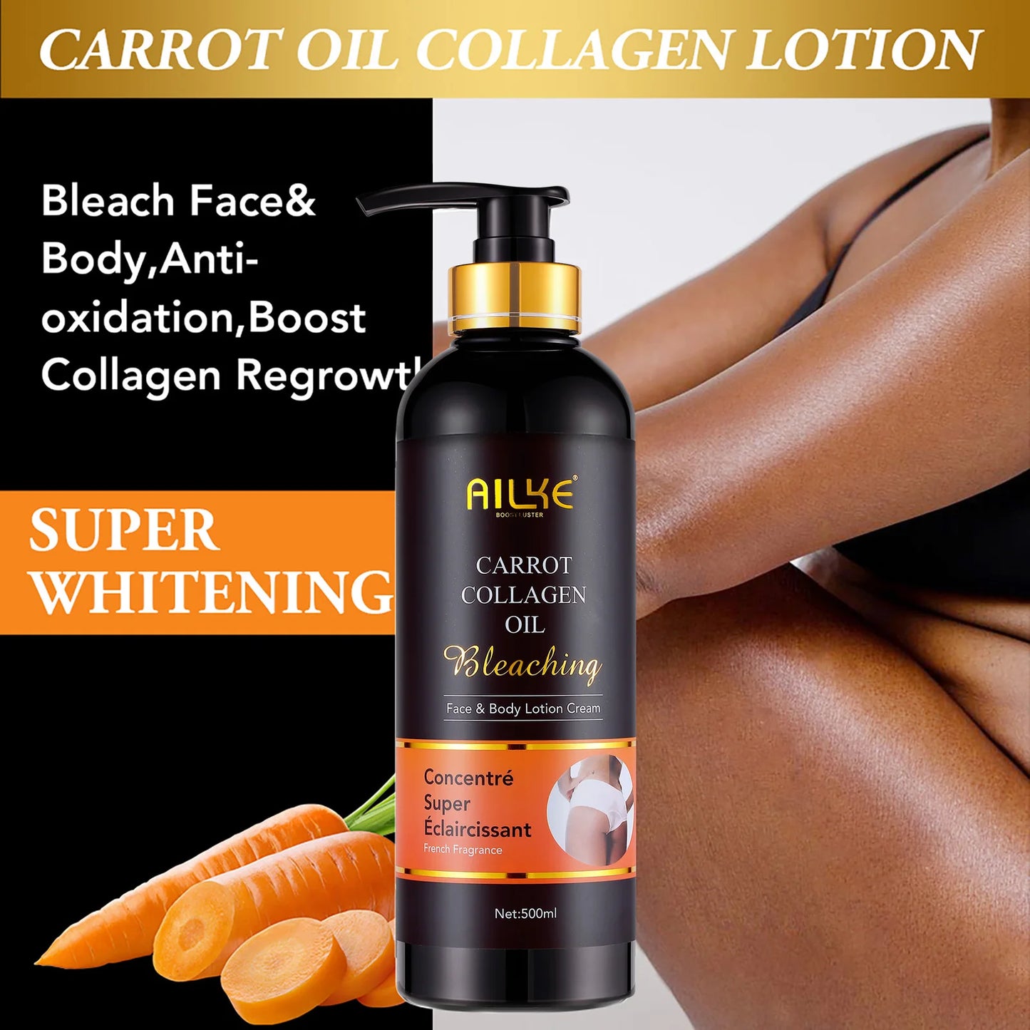 AILKE Whitening And Moisturizing Body Lotion, For Dark And Black Skin , With Collagen Cleaning Skin, Reduce Dark Spots, 500ml