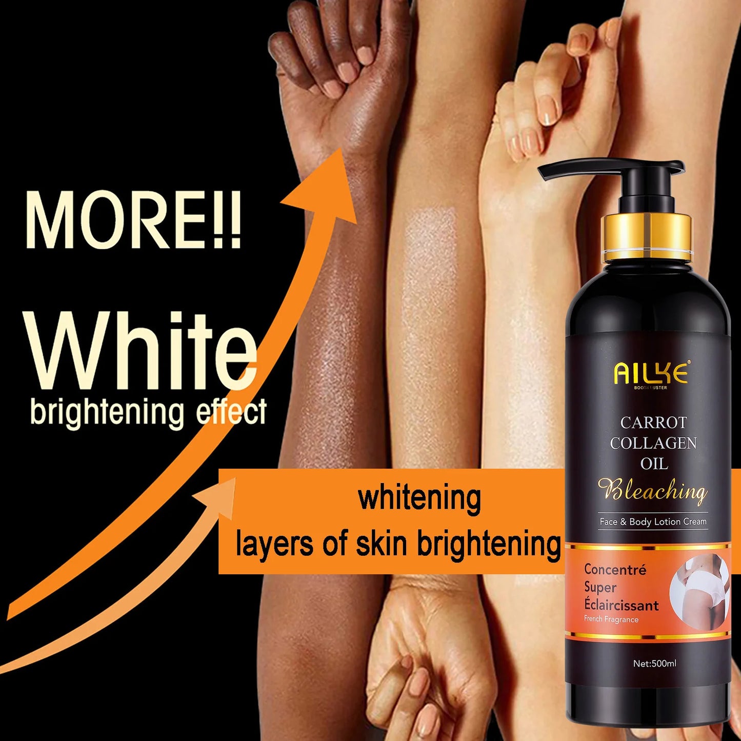 AILKE Whitening And Moisturizing Body Lotion, For Dark And Black Skin , With Collagen Cleaning Skin, Reduce Dark Spots, 500ml