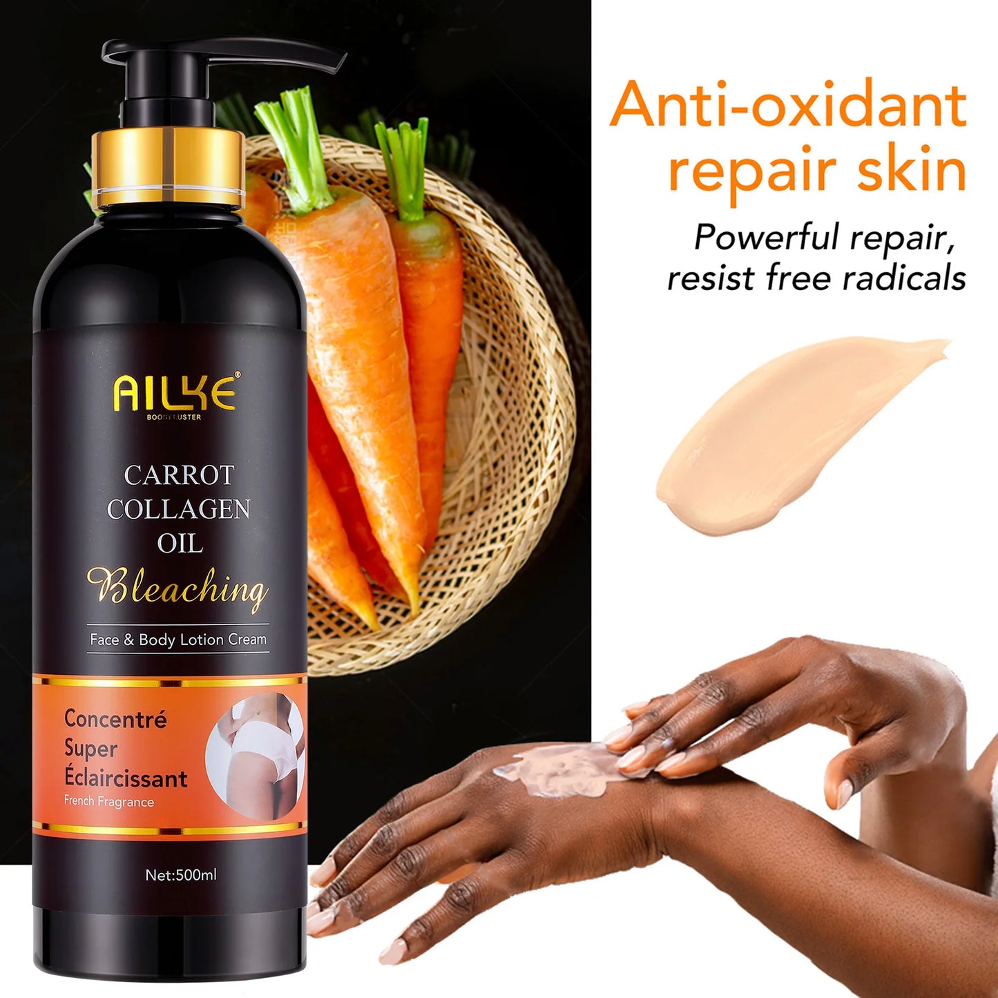AILKE Whitening And Moisturizing Body Lotion, For Dark And Black Skin , With Collagen Cleaning Skin, Reduce Dark Spots, 500ml