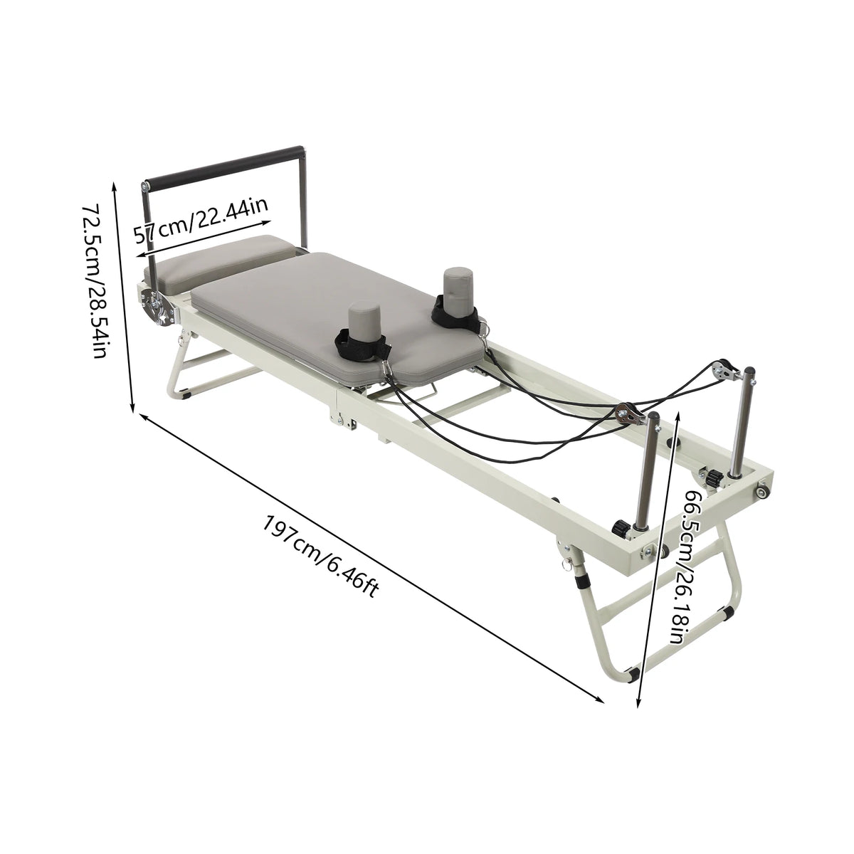 Foldable Pilates Reformer Machine Portable Fitness Equipment Multifunctional Yoga Fitness Equipment Pilates Exercise Equipment Grey/Black Use in Homes/Offices/Yoga Studios/Gyms