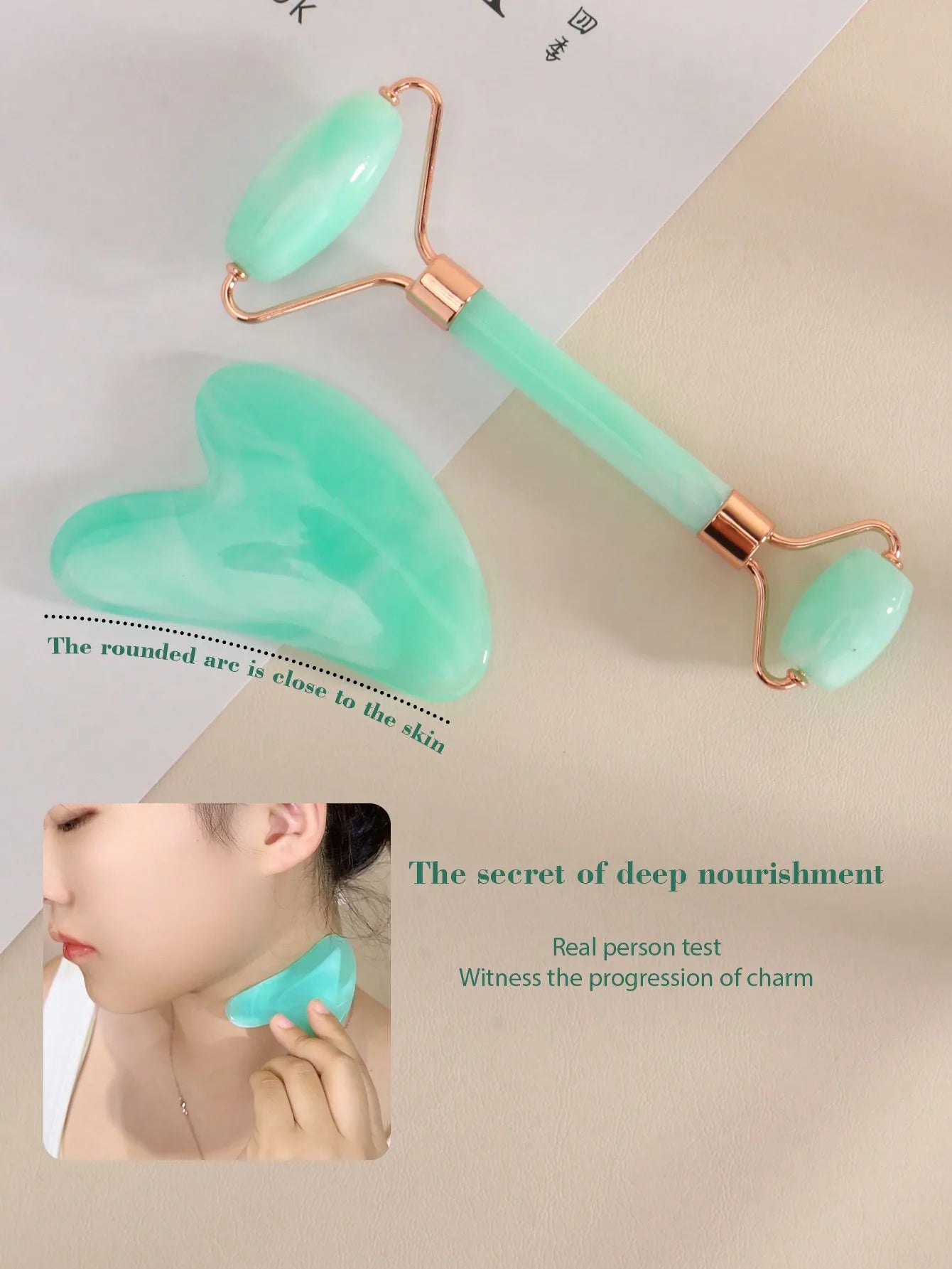 3pcs/Set Facial Massage Scraping Beauty Tool Kit - Face Roller, Massage Stick, Ice Gel Pack, Pink Body Meridian Massage Cupping