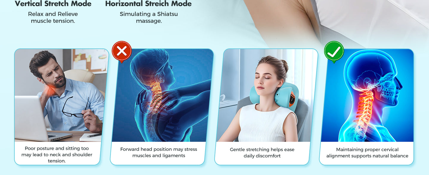 Rechargeable Portable Neck Massager Pillow3-in-1 Shiatsu Neck & Back Massager with Remote Control - Heat/Vibration/Deep Tissue